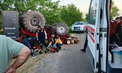 15 yaşındaki sürücünün kullandığı traktör devrildi!