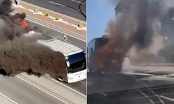 Ankara'da faciadan dönüldü! Öğrenci otobüsü yandı!