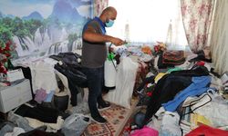 Müstakil evden 1 ton çöp çıkarıldı