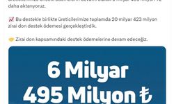 Bakanlıktan üreticilere 20 milyar 423 milyon lira destek