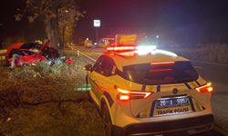 Eskişehir’de Otomobil Refüjdeki Ağaçlara Çarptı