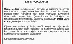 Şırnak’ta Yoğun Kar Nedeniyle Eğitime 27 Şubat’ta Ara Verildi