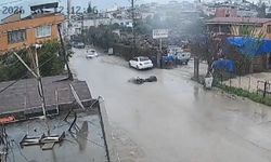 Su Birikintisine Giren Motosiklet Devrildi