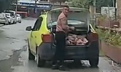 Taksinin bagajında et sevkiyatı