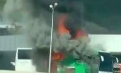 Amasya'da yolcu otobüsü alev aldı