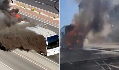 Ankara'da faciadan dönüldü! Öğrenci otobüsü yandı!