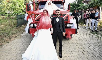 Kamyonunu gelin arabası yaptı