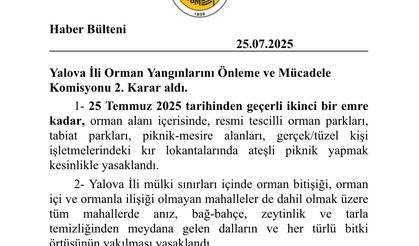 Yalova'da Ormanlara Giriş Yasağı