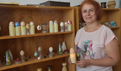 Yumurta kabuklarından süs eşyası yapıp satıyorlar