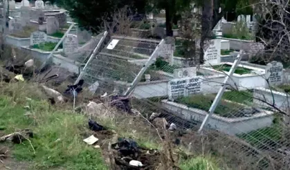 Otomobil, mezarlığa daldı