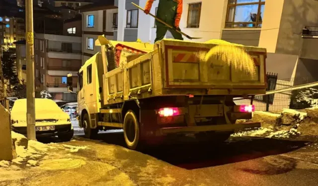 Çankaya Belediyesi'nde gece boyu tuzlama çalışması!