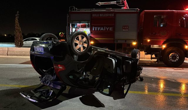 Takla atan otomobilde yangın