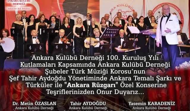 Ankara Kulübü Derneği’nden 100. Yıla Özel “Ankara Rüzgarı” Konseri