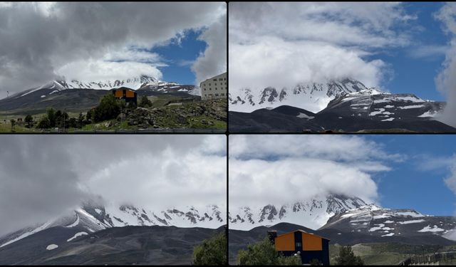 Erciyes Dağı'na kar yağdı