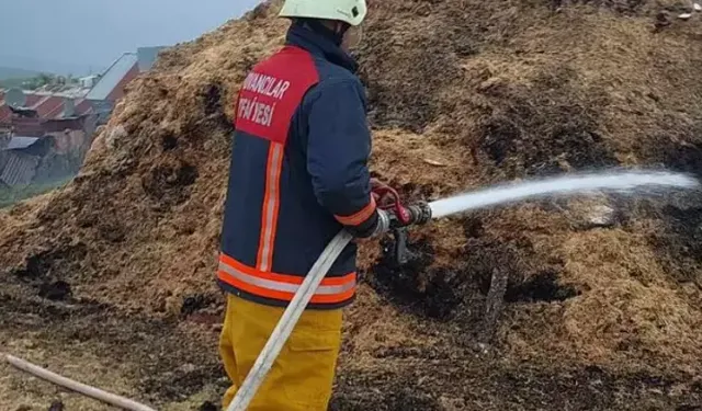 Elazığ’da saman balyaları yandı