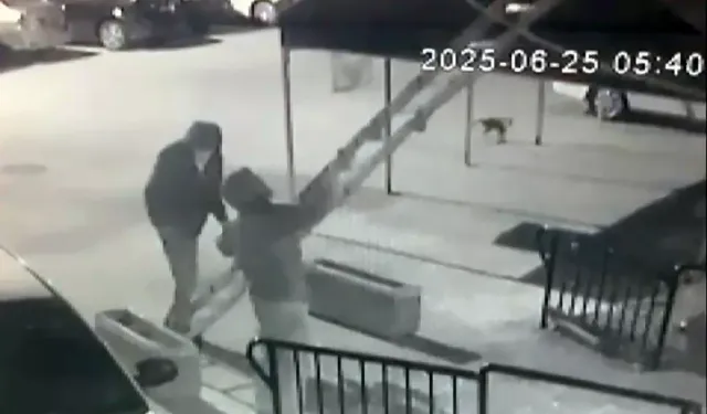 Merdiven dayadıkları dairede hırsızlık yaptılar