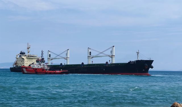 Tekirdağ'da yük gemisi karaya oturdu!