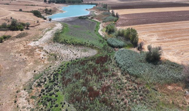 Korucuköy Göleti'nde su seviyesi azaldı