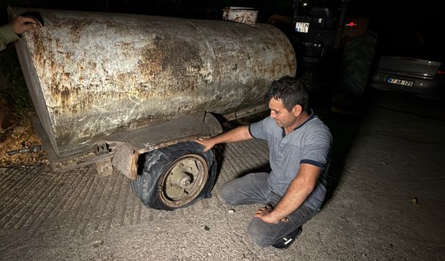 Bartın'da Patlak lastikle yangın bölgesine su taşıdı
