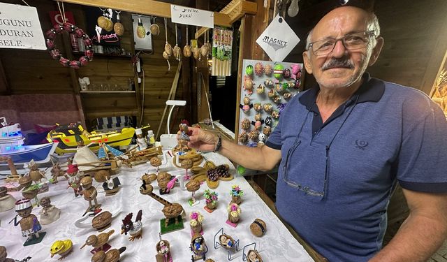 Ceviz kabuklarından süs eşyası yapıyor!