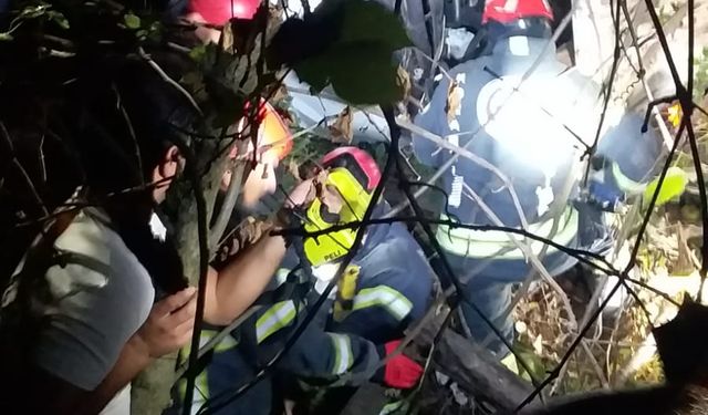 Kamyon Şarampole Yuvarlandı, Şoför Ağır Yaralı