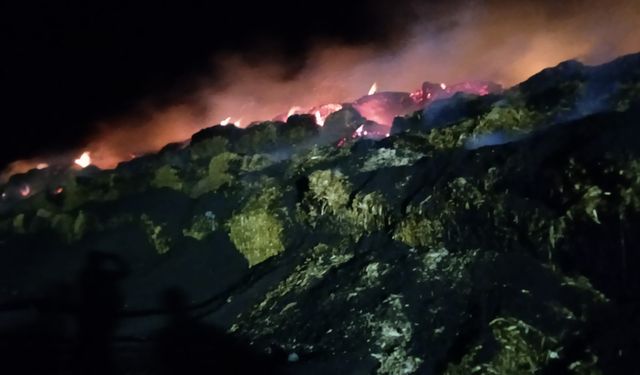 Mardin Derik’te Mısır Balyaları Depolanan Alanda Yangın