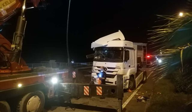 Rize'de TIR devrildi: 2 yaralı