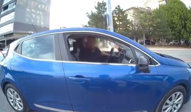 Yol verme kavgası kask kamerasında
