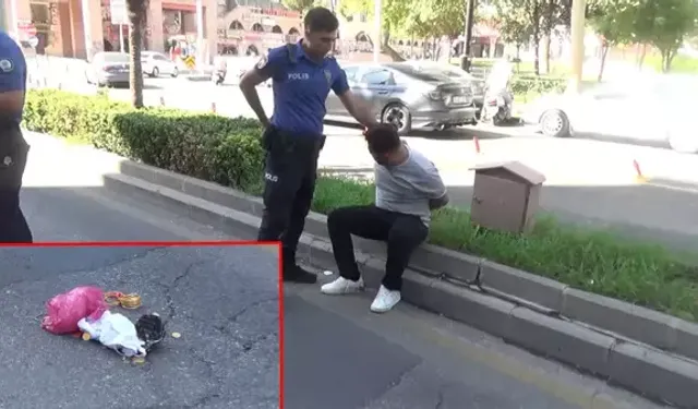Polisten kaçarken altın dolu poşeti yere attı