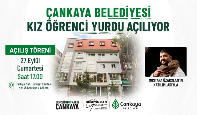 Çankaya Belediyesi Kız Öğrenci Yurdu hizmete açılıyor