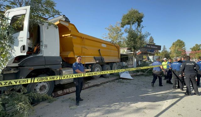 Kamyon 7 iş yerine çarptı