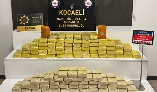 Kocaeli'de 45 kilo eroin ele geçirildi
