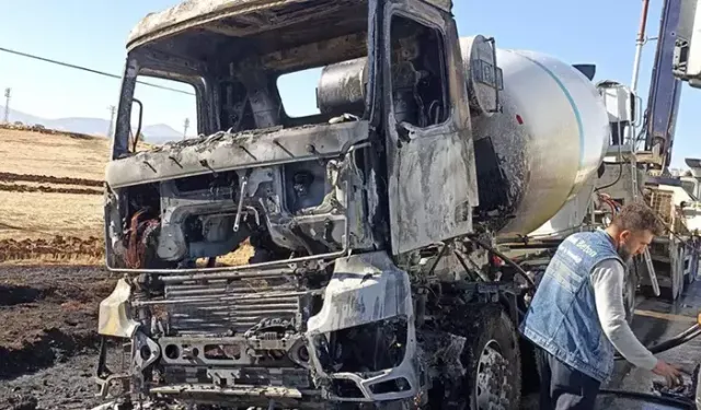 Nurdağı’nda Beton Mikseri Alev Aldı