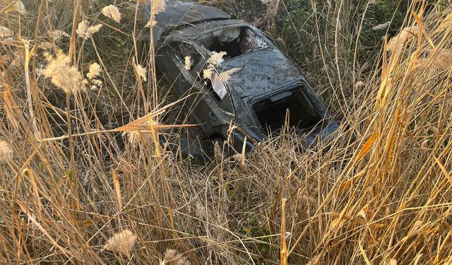 Tokat'ta otomobil, sazlık alana uçtu