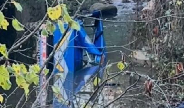 Zonguldak'ta tekerleği kopan tarım aracı dereye düştü