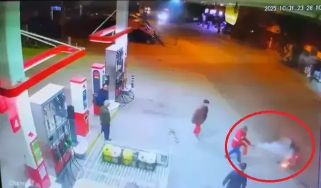 Bursa’da Alev Alan Motosiklet Akaryakıt İstasyonuna Devrildi