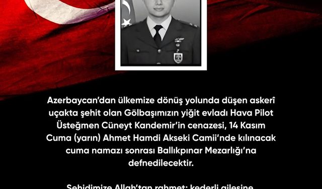 Başkan Odabaşı'ndan Şehit Hava Pilot Üsteğmen Cüneyt Kandemir paylaşımı