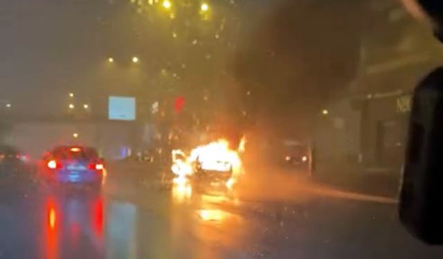 Avcılar’da LPG’li Otomobil Seyir Halindeyken Alev Aldı