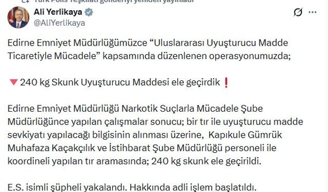 Kapıkule’de dev uyuşturucu darbesi: TIR’da 240 kilo skunk yakalandı