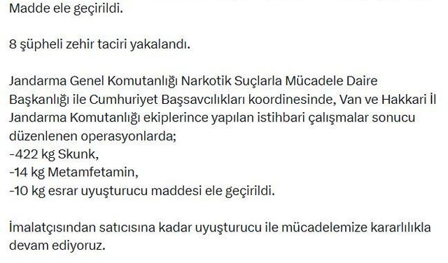 Van ve Hakkari'de uyuşturucu operasyonu