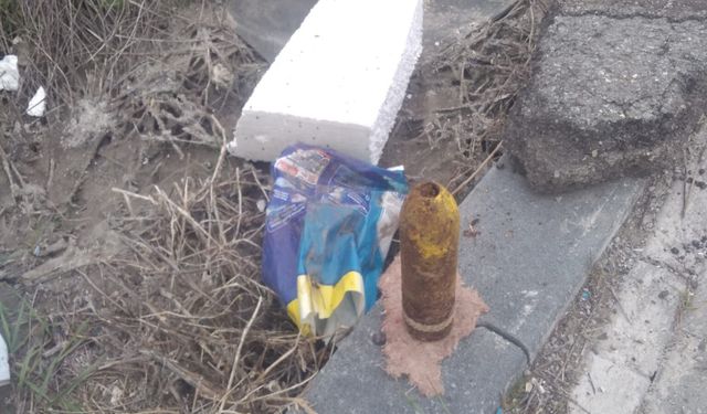 Yol kenarında havan topu mermisi bulundu