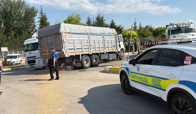 Kavşakta kamyonlar çarpıştı
