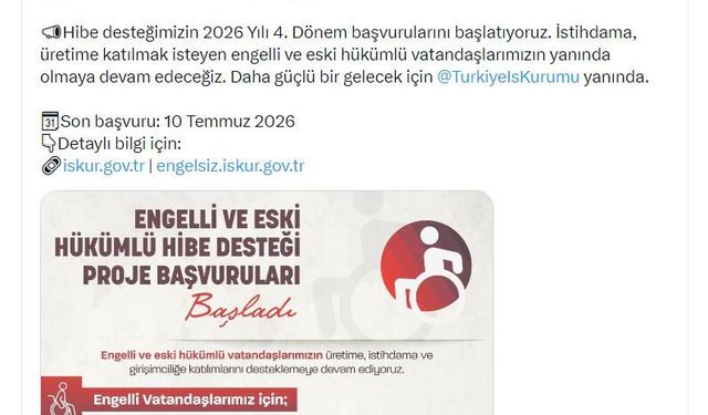 Bakan Işıkhan Duyurdu: Engelli ve Eski Hükümlülere Hibe Desteği Başvuruları Başladı
