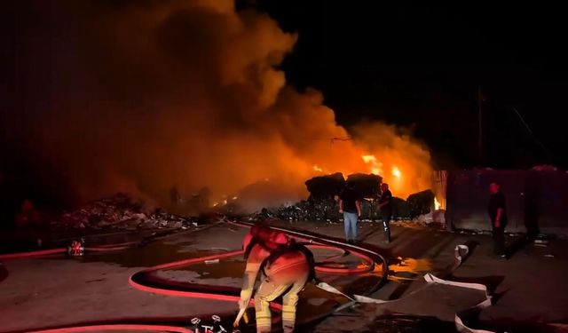 Bursa'da geri dönüşüm tesisinde korkutan yangın