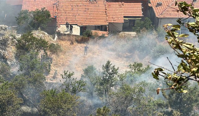Kütahya Kalesi yakınındaki yangın büyümeden söndürüldü