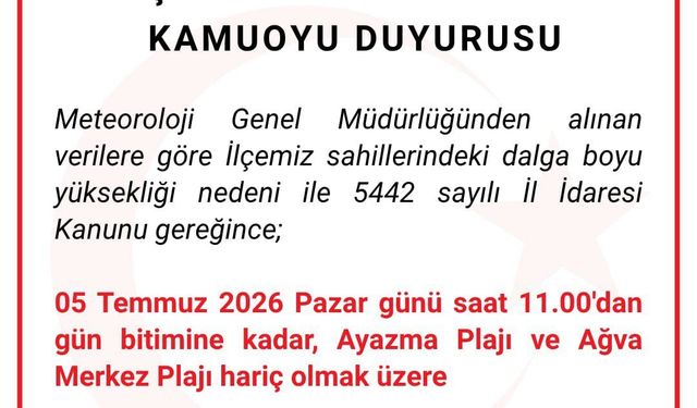 Şile’de denize giriş yasağı: Sadece iki plaj açık kaldı