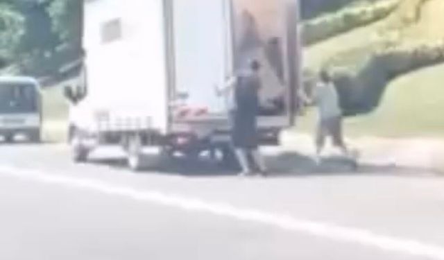 TEM Otoyolu’nda kamyonet alev alev yandı