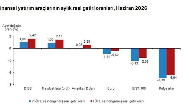 TÜİK açıkladı: Haziran ayında en yüksek reel getiri DİBS'te
