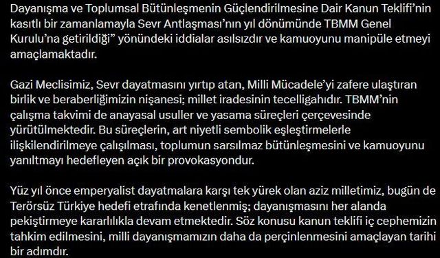 DMM’den ‘Sevr’in Yıl Dönümünde Meclis’e Getirildi’ İddiasına Yalanlama