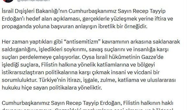 İletişim Başkanı Duran’dan İsrail’e Erdoğan Tepkisi
